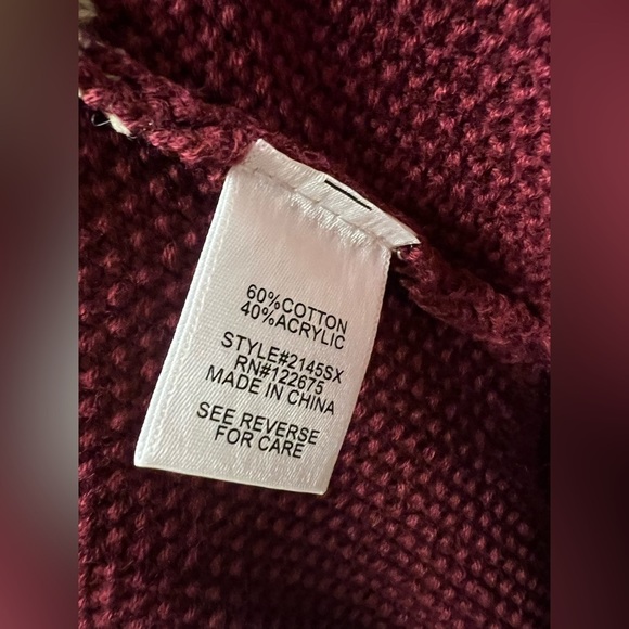NWT - Lety & Me Burgundy/Ivory Hooded Cardigan - M‎ - Picture 6 of 6